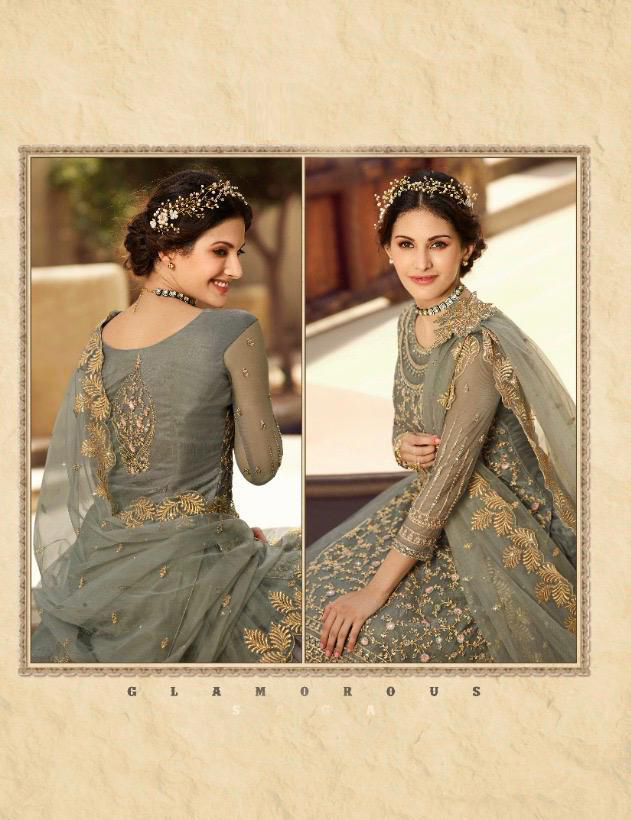 Net Embroidery Lehenga Suit - Unstitched