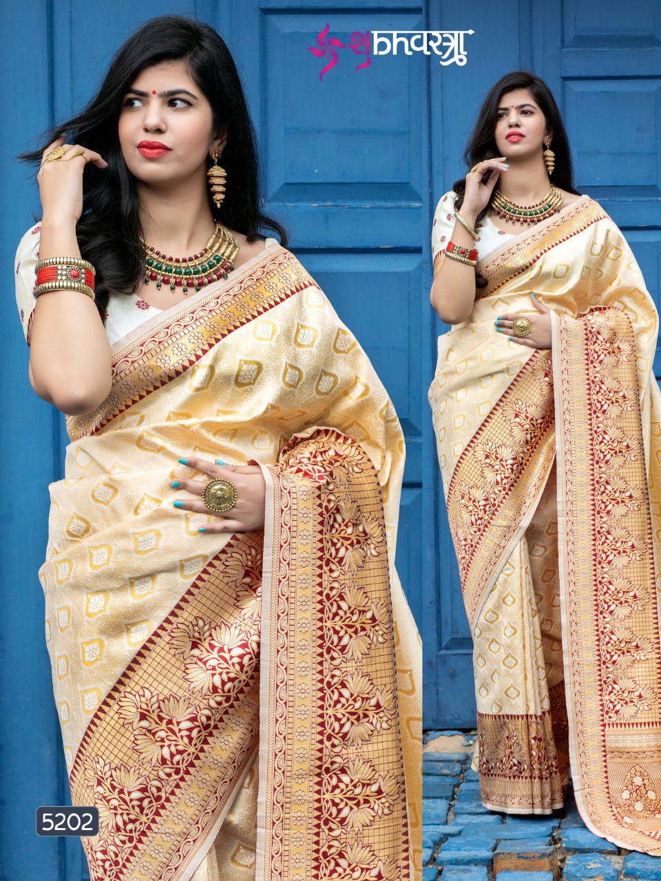 Off white colour Banarasi Silk