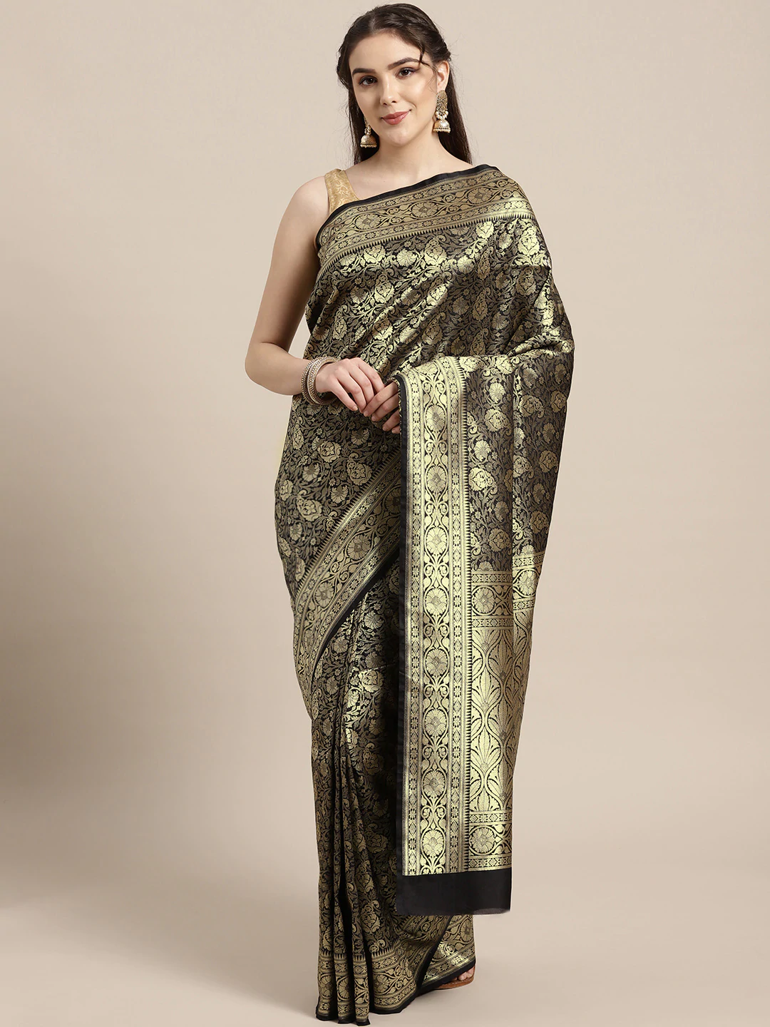 Silk Saree with Contemporary Floral Zari Weaving